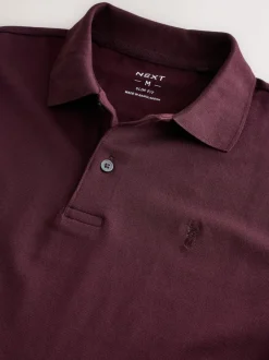 Next - Slim Fit (Slim Fit) - Polo Manches courtes Pique Rouge bordeaux Sale