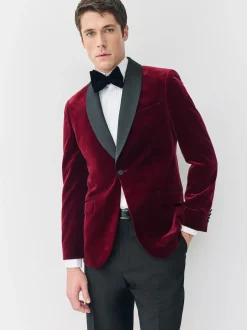 Next Rouge bordeaux - Slim Fit (Slim Fit) - Blazer Signature Pontoglio en velours italien avec revers châle Hot