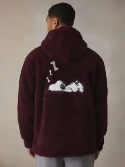 Next Rouge bordeaux - Sweat à capuche Snoopy Borg en polaire Online