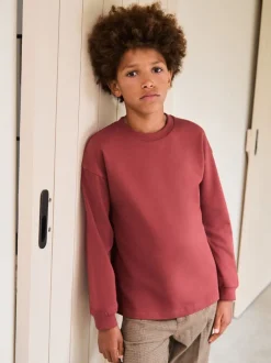 Next - T-shirt épais décontracté à manches longues (3-16ans) Rouge bordeaux Sale