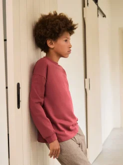 Next - T-shirt épais décontracté à manches longues (3-16ans) Rouge bordeaux Sale