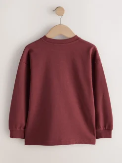 Next - T-shirt épais décontracté à manches longues (3-16ans) Rouge bordeaux Sale