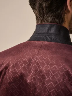 Next Rouge bordeaux imprimé géométrique - Slim Fit (Slim Fit) - Blazer en velours à motifs Outlet