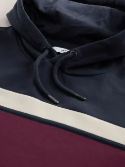 Next Rouge bordeaux/bleu marine/blanc écru - Sweat à capuche à enfiler - Sweat-shirt color block Sale