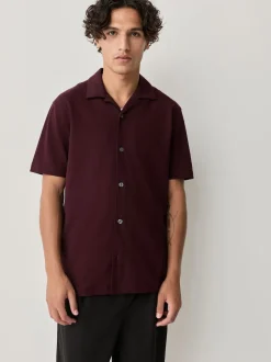 Next Rouge bordeaux/bleu marine/vert olive - Lot 3 chemises manches courtes en piqué Best