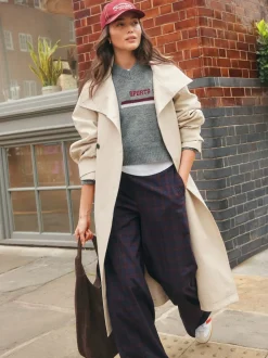 Next Rouge Bordeaux/Bleu Marine À carreaux - Pantalons habillés coupe ample à carreaux Outlet