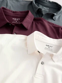 Next - Polo en jersey Manches courtes 3 Pack Rouge bordeaux/gris anthracite/crème écru Online