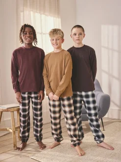 Next Rouge bordeaux/marron - Lot de 3 pyjamas tissés à carreaux (3-16ans) New