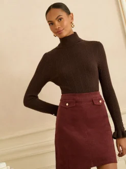 Love & Roses Rouge cerise - jupe courte en velours côtelé New