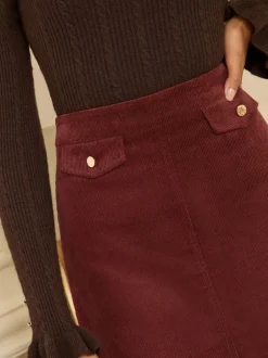 Love & Roses Rouge cerise - jupe courte en velours côtelé New