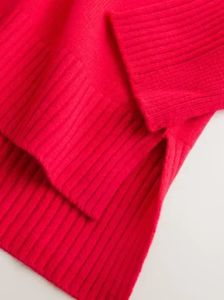 Next Rouge cerise - Pull 100% laine mérinos N. Premium à col roulé Outlet