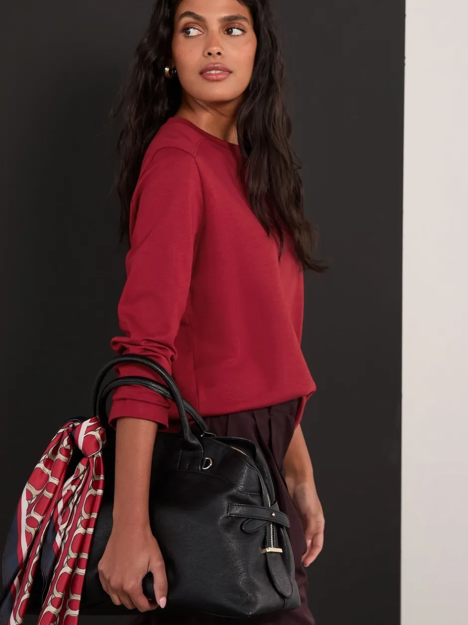 Next - T-shirt manches longues Col rond épais Rouge cerise Best