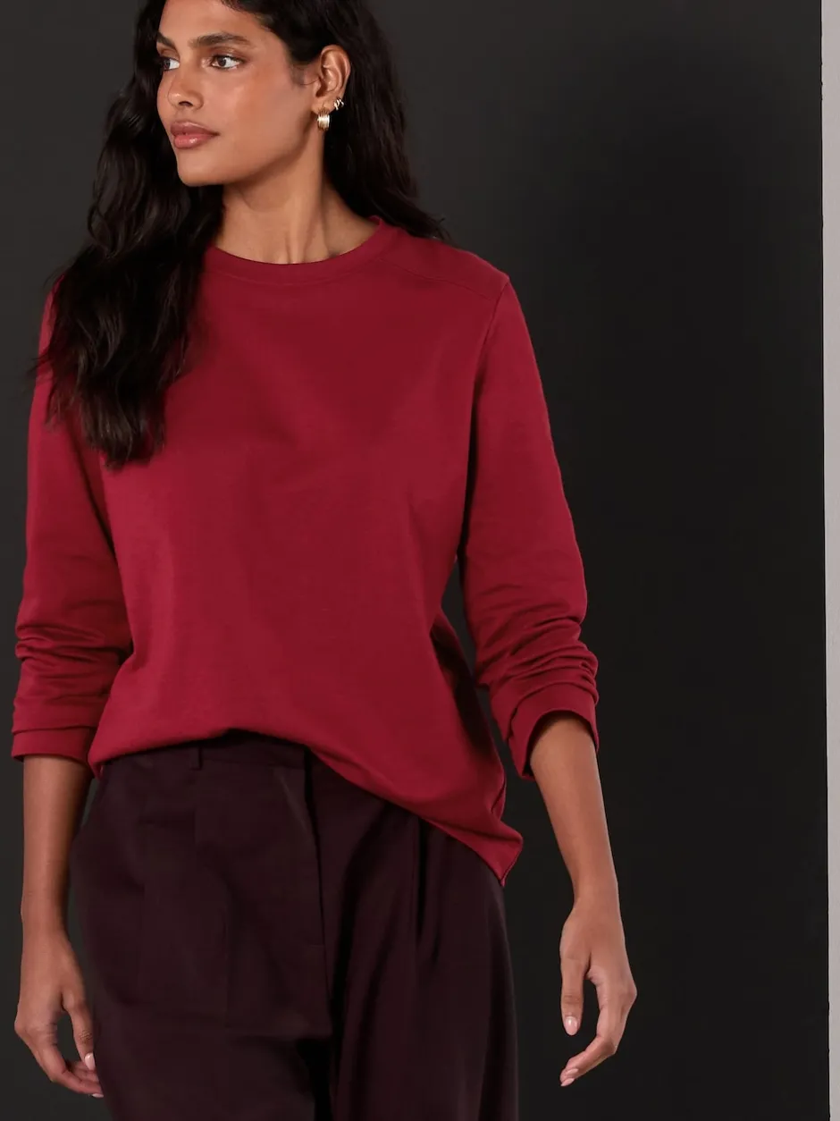 Next - T-shirt manches longues Col rond épais Rouge cerise Best