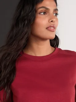 Next - T-shirt manches longues Col rond épais Rouge cerise Best