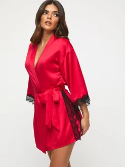 Ann Summers Rouge foncé - Satin Robe de chambre Cherryann Peignoirs Best