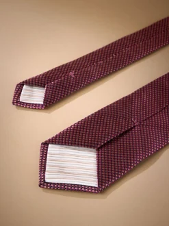 Next - Cravate Signature en soie italienne Rouge foncé Best