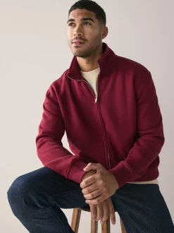 Next Rouge foncé - Sweat à col cheminée zippé en jersey riche en coton Sale