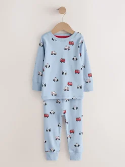 Next - Lot de 3 pyjamas Snuggle courts (9mois-10ans) Rouge foncé/bleu motif véhicule d'urgence Sale