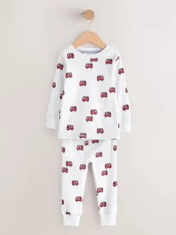 Next - Lot de 3 pyjamas Snuggle courts (9mois-10ans) Rouge foncé/bleu motif véhicule d'urgence Sale