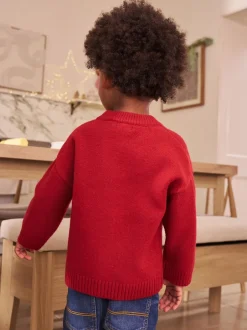Next Rouge graphique chien - Pull de Noël familial assorti (3mois à7ans) Outlet