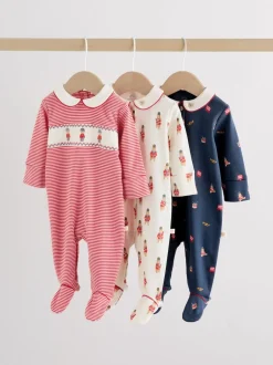 Next Rouge motif ours - Combinaisons de nuit pour bébé 3 Pack (0-2ans) Clearance