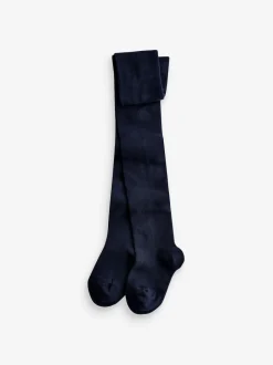 Next Rouge Navy Bleu et Cream - Lot de 3 paires de collants en coton riche Clearance