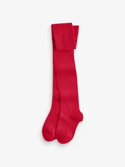 Next Rouge Navy Bleu et Cream - Lot de 3 paires de collants en coton riche Clearance