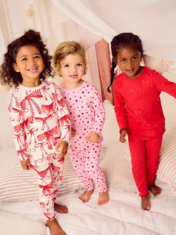 Next Rouge Nœud/ Cœur - Lot de 3 pyjamas Snuggle (9mois-16ans) Sale