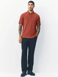 Next - Ajustement régulier - Polo habillé en jacquard Rouge rouille Online
