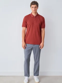 Next - Ajustement régulier - Polo habillé en jacquard Rouge rouille Sale