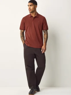 Next - Ajustement régulier - Polo Manches courtes Pique Rouge rouille