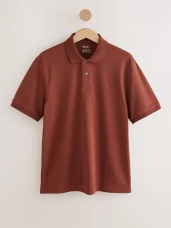 Next - Ajustement régulier - Polo Manches courtes Pique Rouge rouille