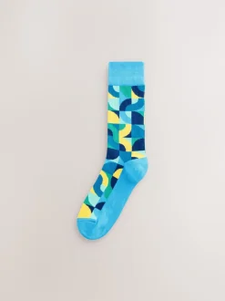 Next - Paquet de chaussettes à motifs 8 Rouge vif/Vert Geo Discount