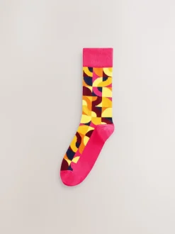 Next - Paquet de chaussettes à motifs 8 Rouge vif/Vert Geo Discount