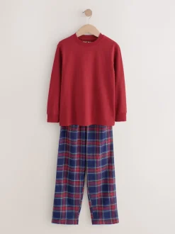 Next - Lot de 2 pyjamas en tissu à carreaux à manches longues (3-16ans) Rouge/Bleu Outlet