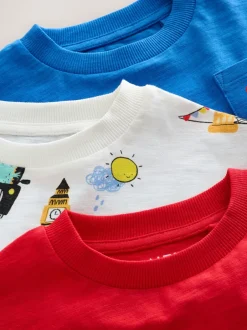 Next Rouge/bleu Londres - T-shirts imprimés graphiques à manches courtes Lot de 3 (3mois7ans)