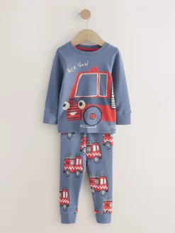 Next - Lot de 3 pyjamas Snuggle courts (9mois-10ans) Rouge/bleu motif véhicule d'urgence