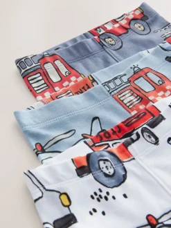 Next - Lot de 3 pyjamas Snuggle courts (9mois-10ans) Rouge/bleu motif véhicule d'urgence