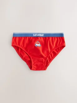 Next Rouge/bleu motif véhicules d'urgence - Lot de 7 slips en coton (1.5-10ans) New