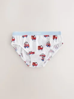 Next Rouge/bleu motif véhicules d'urgence - Lot de 7 slips en coton (1.5-10ans) New