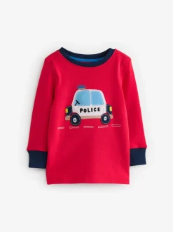 Next - Lot de 3 pyjamas Snuggle courts (9mois-10ans) Rouge/bleu motif véhicules d'urgence