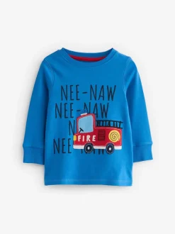 Next - Lot de 3 pyjamas Snuggle courts (9mois-10ans) Rouge/bleu motif véhicules d'urgence
