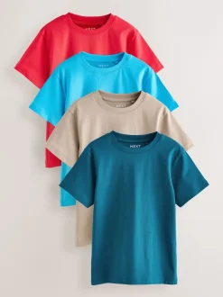 Next - Lot de 4 t-shirts à manches courtes (3-16 ans) Rouge/bleu/marine/neutre Outlet