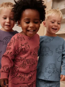 Next Rouge/bleu/violet - Lot de 3 pyjamas oversize (9mois à10ans) Hot