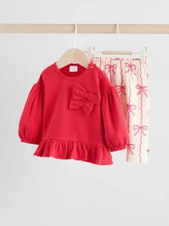 Next Rouge/crème - Ensemble 2 pièces avec pulls et leggings à nœud bébé (0mois-2ans) Discount