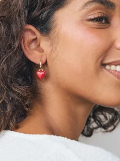 Next Rouge/doré - Créoles à motif cœur Clearance