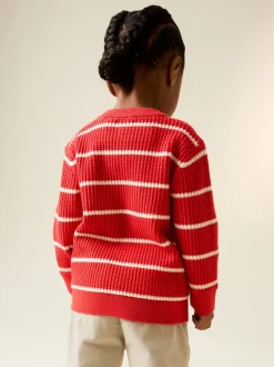Next Rouge/Ecru - Pull Henley à rayures (3mois-7ans) Outlet