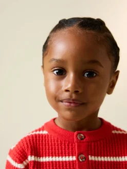 Next Rouge/Ecru - Pull Henley à rayures (3mois-7ans) Outlet