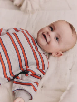 Next - Barboteuse en molleton bébé (0mois à3ans) Rouge/Grey Rayure Sale