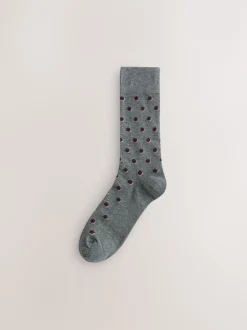 Next - Lot de 7 - Chaussettes riches en coton pour homme Rouge/Gris Outlet